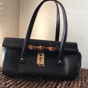 Gucci Crocodile Embossed Leather Bamboo Bullet